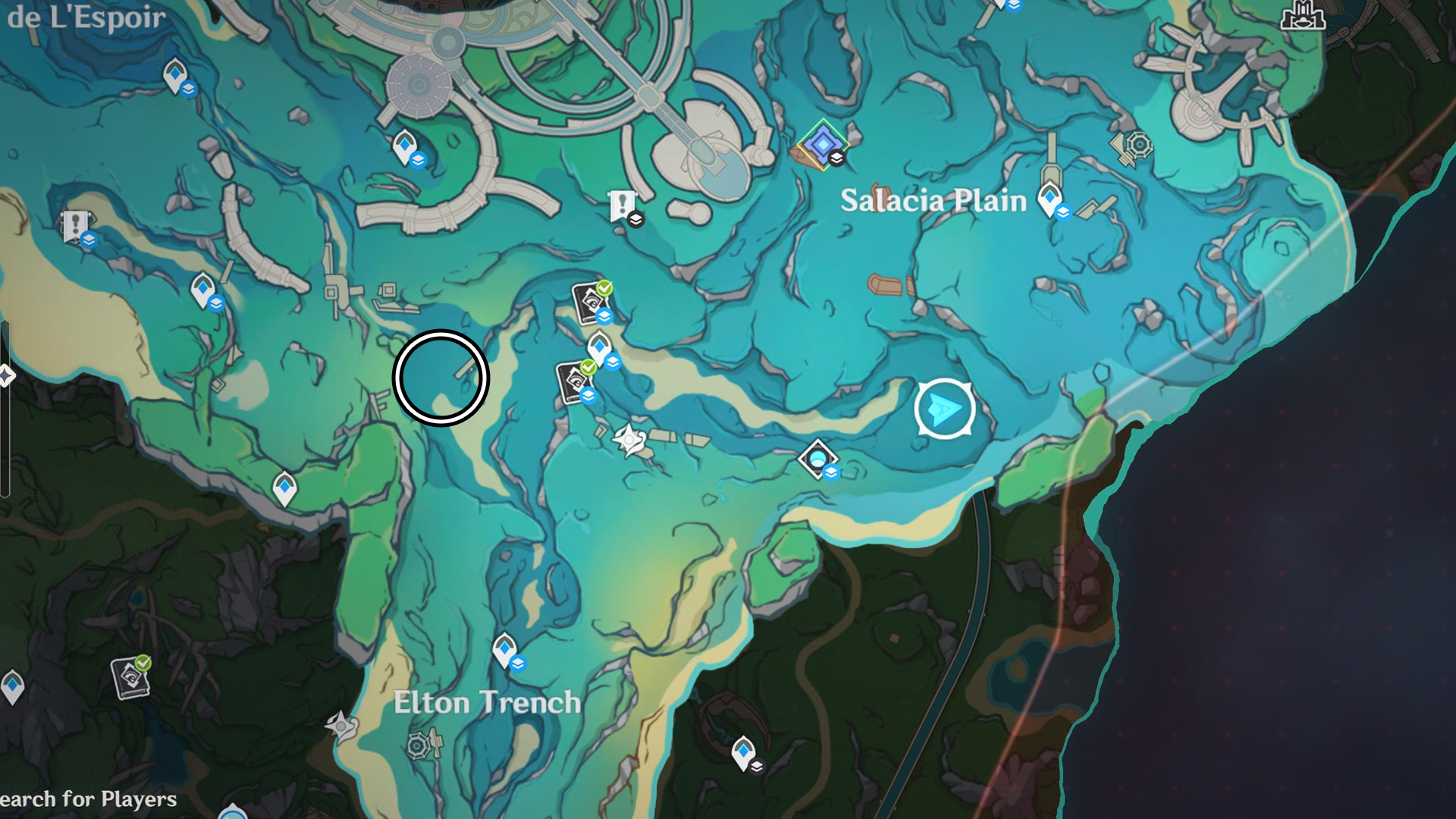 You can find Ocean Circuit Judge west from Salacia Plain.