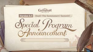 Artwork showing an invite card promoting the Genshin Impact 3.7 livestream.
