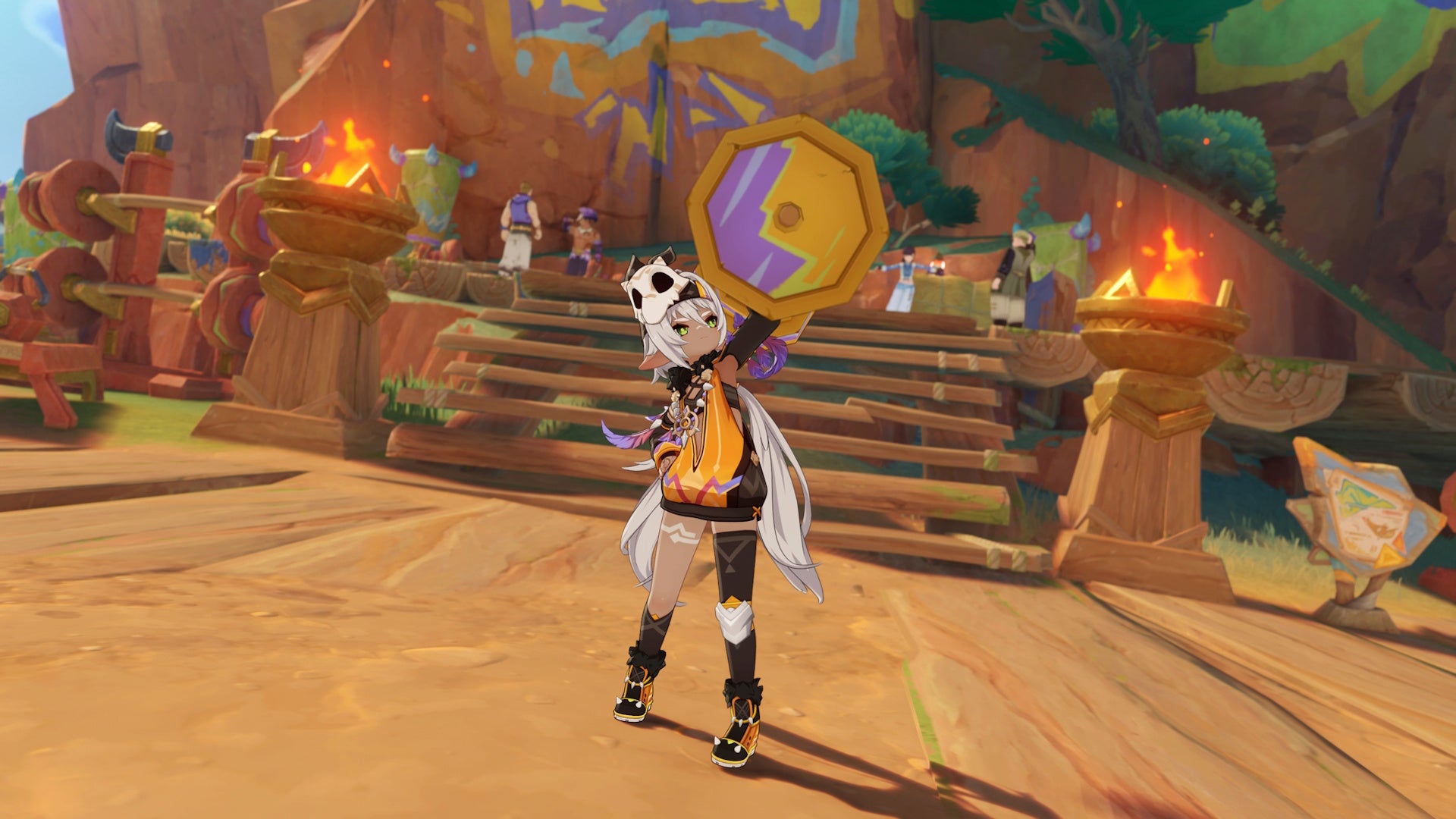 Iansan from Genshin Impact, holding an unknown item in the air over her head - 4