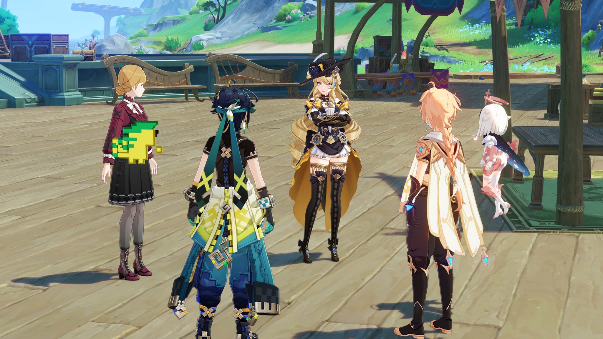 Kinich, Navia, and the Traveler in Genshin Impact - 5