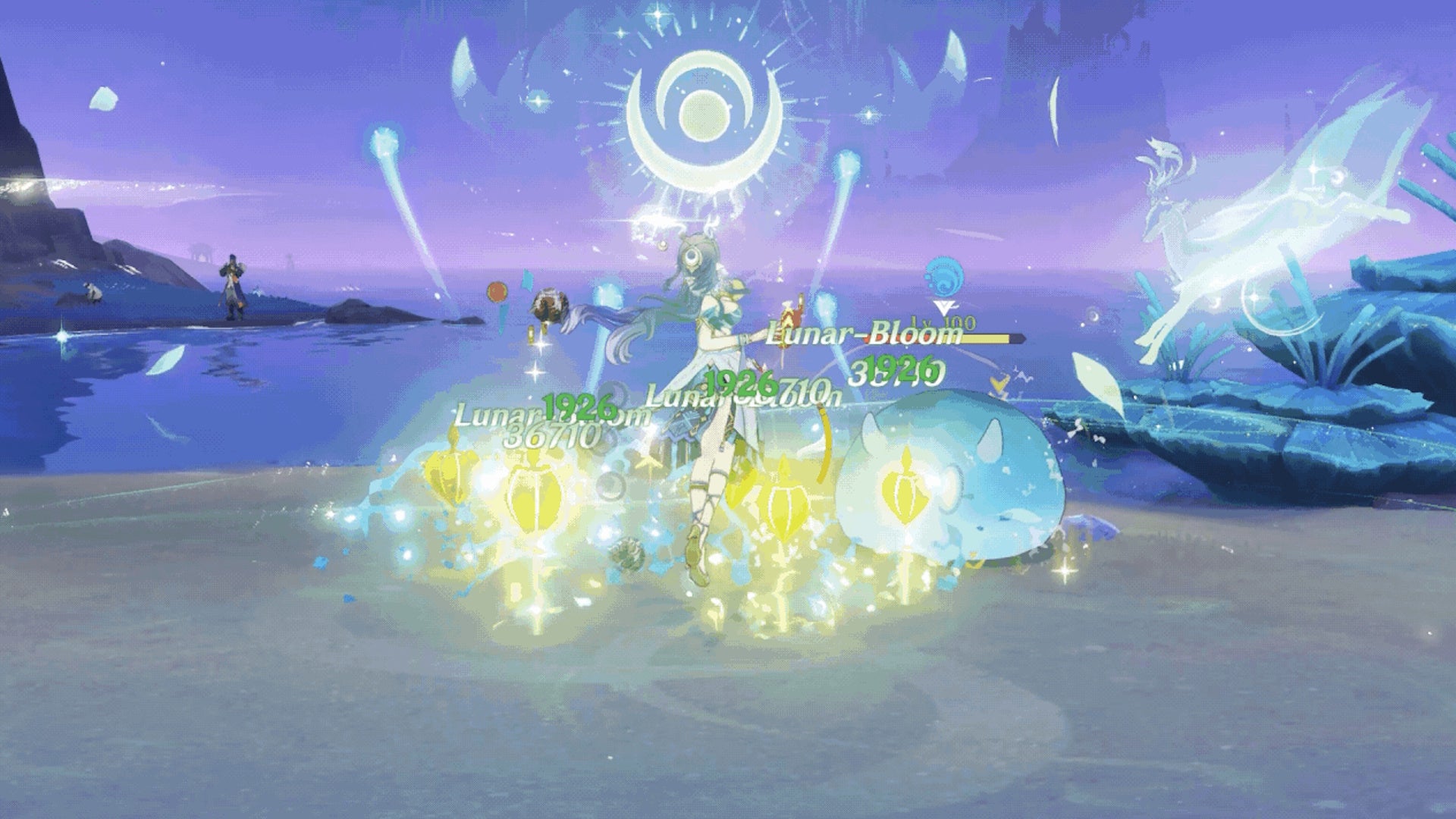 Lauma triggering Lunar-Bloom in Genshin Impact 6.0 - 3