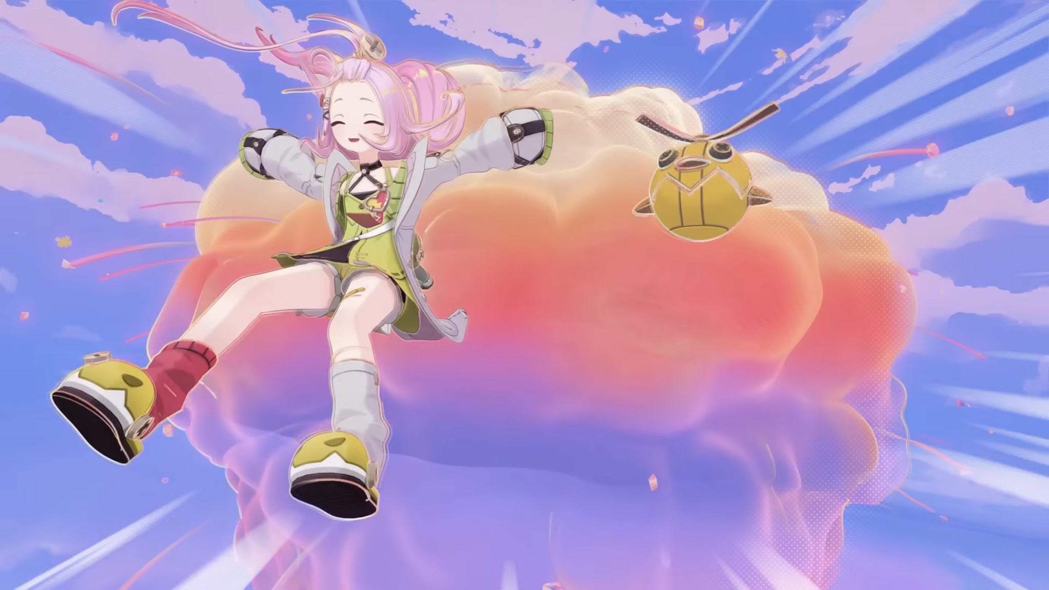 Aino riding the shockwave from an explosion she caused in Genshin Impact - 4