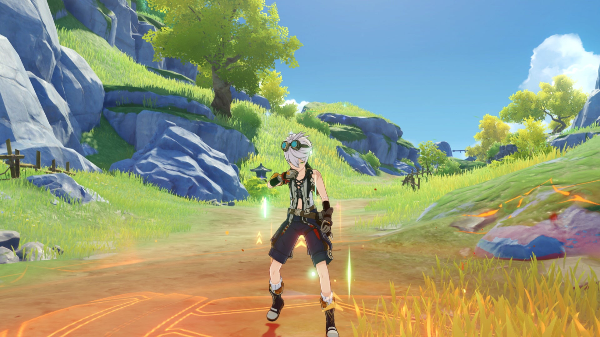 Genshin Impact Bennett build: Bennett standing in the field his elemental burst creates - 5