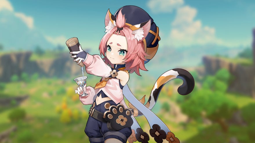 Promotional art of the character Diona from Genshin Impact.