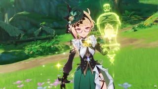 Genshin Impact's Emilie standing in front of a Lumidouce Case