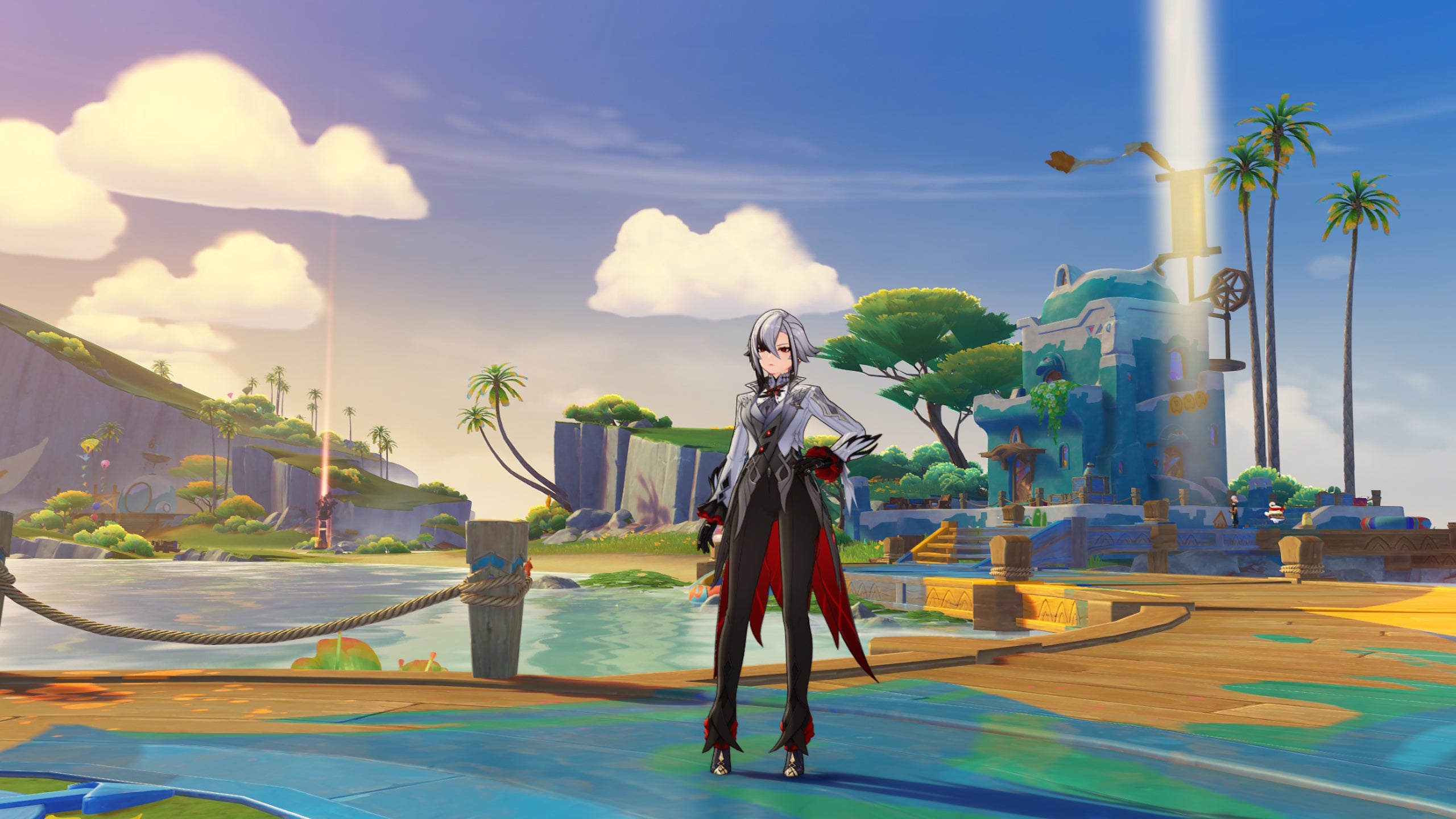 Arlecchino standing in Tenochtitlan Harbor in Genshin Impact - 4