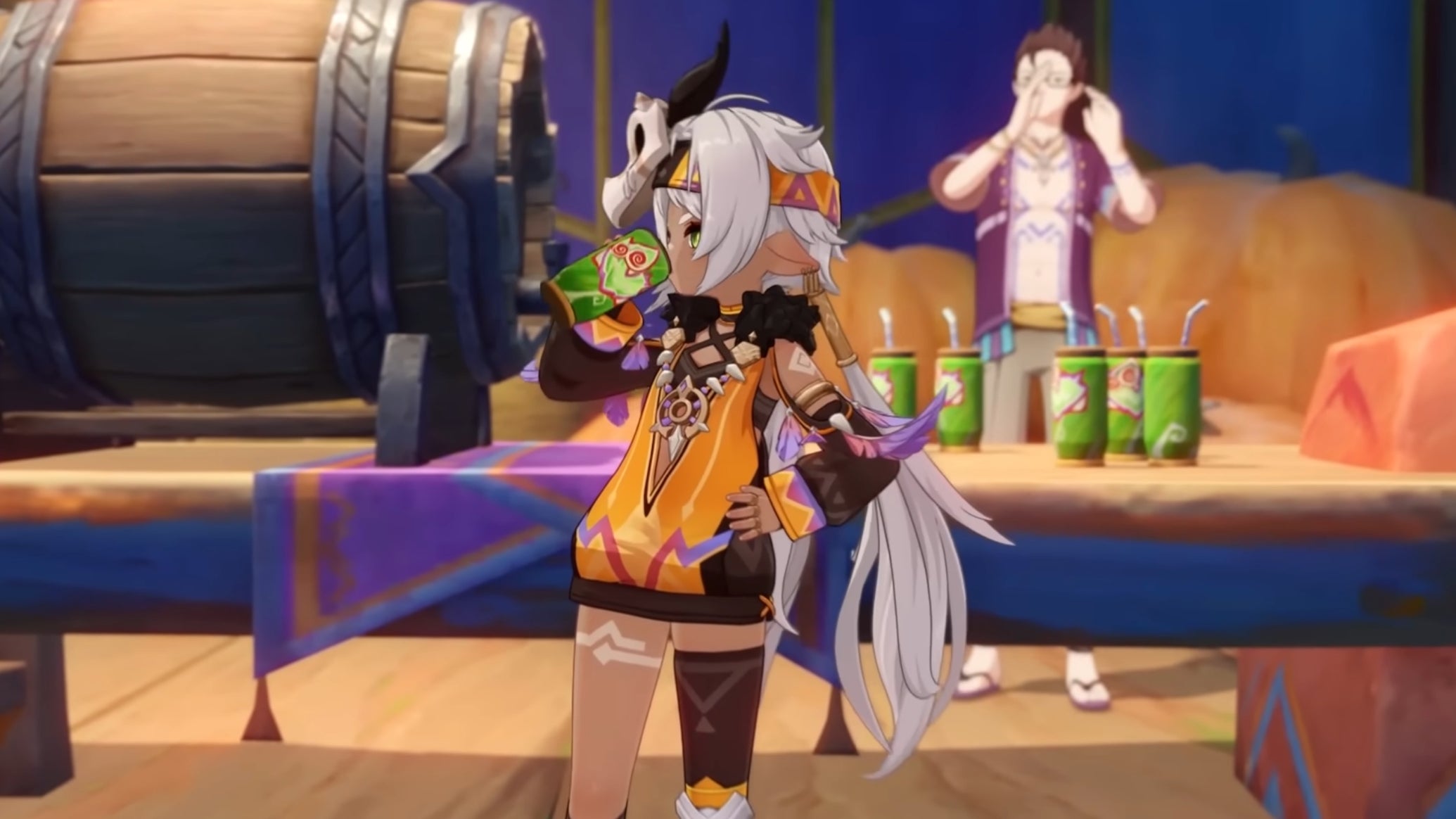 Iansan chugging an energy drink in Genshin Impact - 1