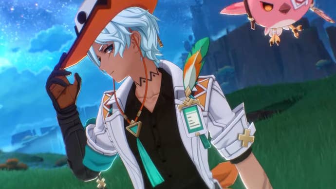 Ifa tilting his hat in Genshin Impact