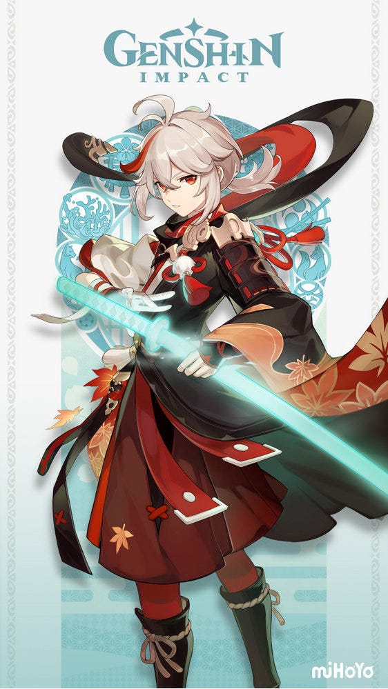 Kaedehara Kazuha’s character card in Genshin Impact.