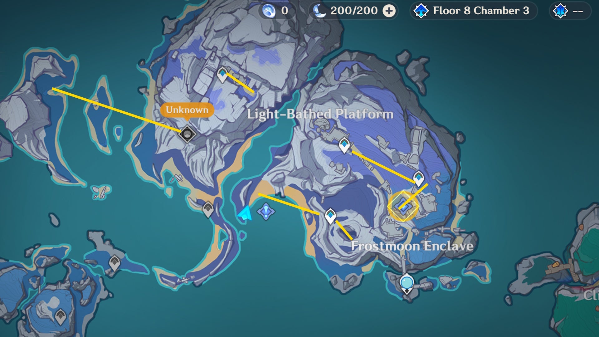 A map showing Moonfall Silver farming routes in Genshin Impact - 5