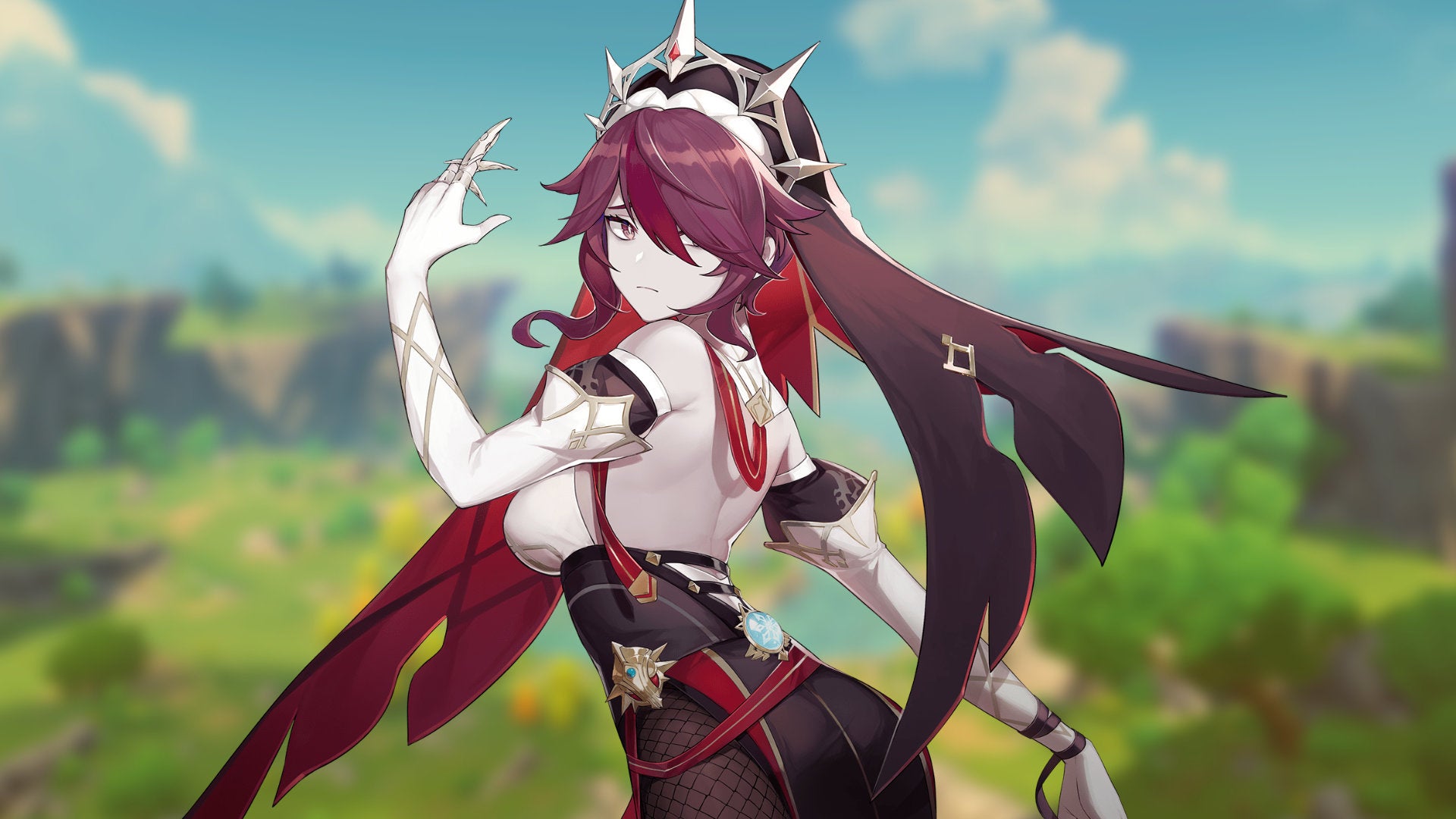 Promotional art of the character Rosaria from Genshin Impact.