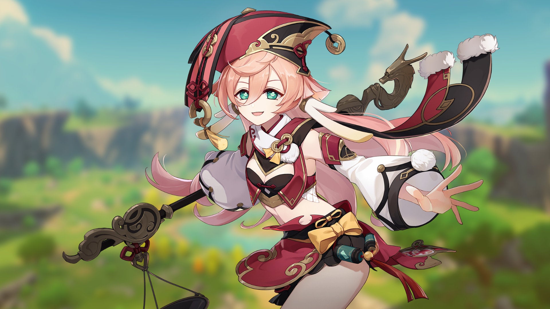 Promotional art of the character Yanfei from Genshin Impact.