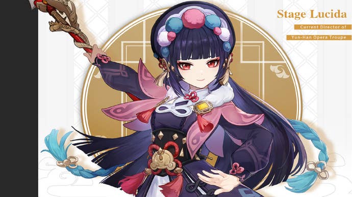 Yun Jin from Genshin Impact, as seen on her character card.