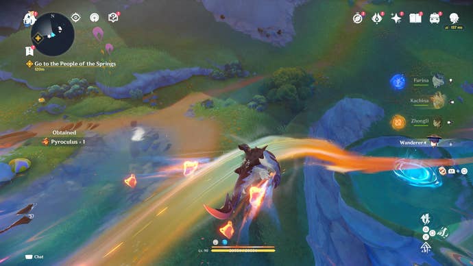 Genshin Impact screenshot showing a koholasaurus using a spiritway