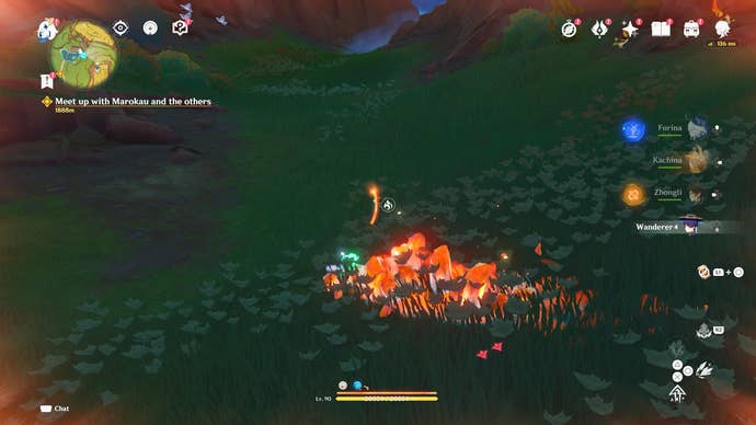 Genshin Impact screenshot showing a tepetlisaurus using their skill to move underground