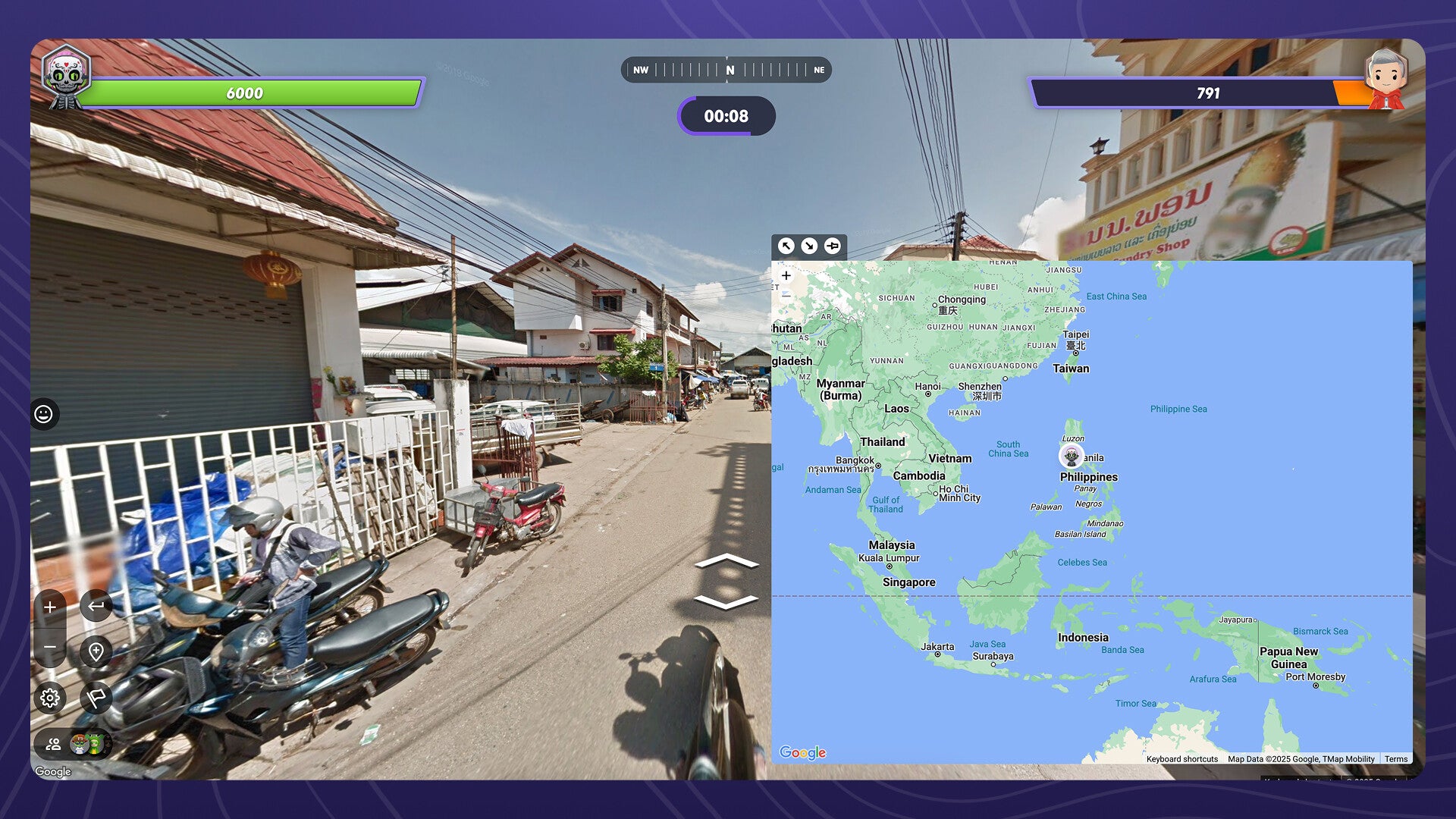 A random street with a map in front of it in the bottom right corner in a screenshot from GeoGuessr. - 1