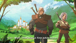 Geralt i Ciri w stylu anime na inspirowanej Wiedźminem grafice fana