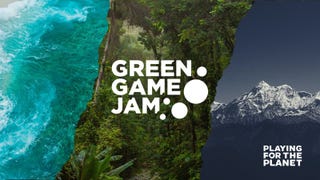 An environmental-themed image split vertically into three parts. The first part shows a turquoise sea; the second a green jungle; and the third a snow-capped mountain.