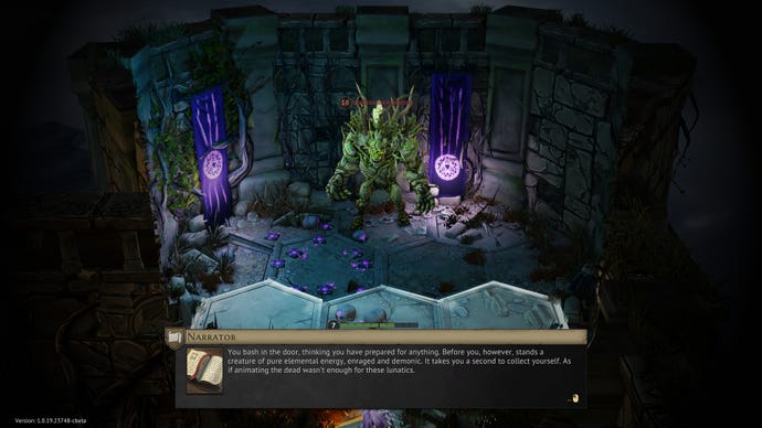 A monster lurks in a dungeon in Gloomhaven