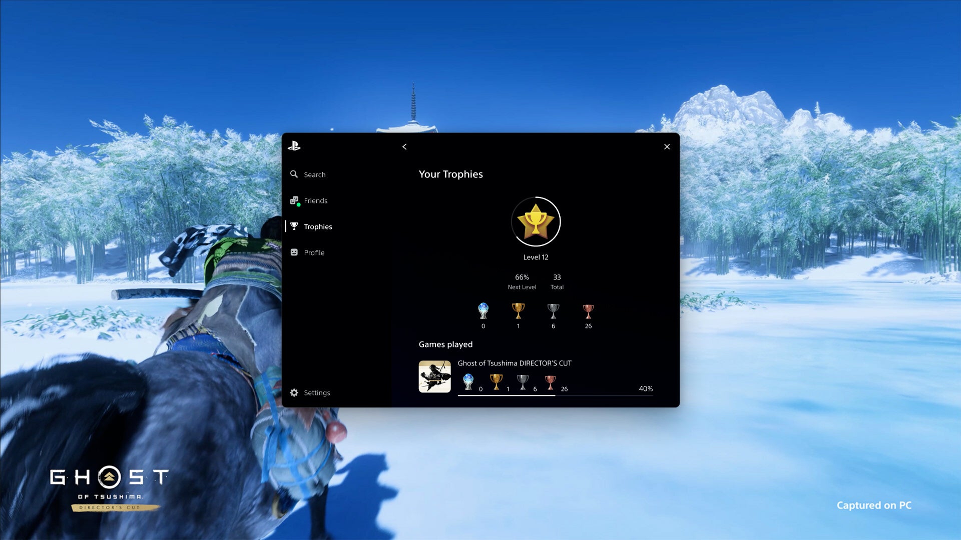 A pop-up menu for PlayStation trophies while playing Ghost of Tsushima Director's Cut - 3