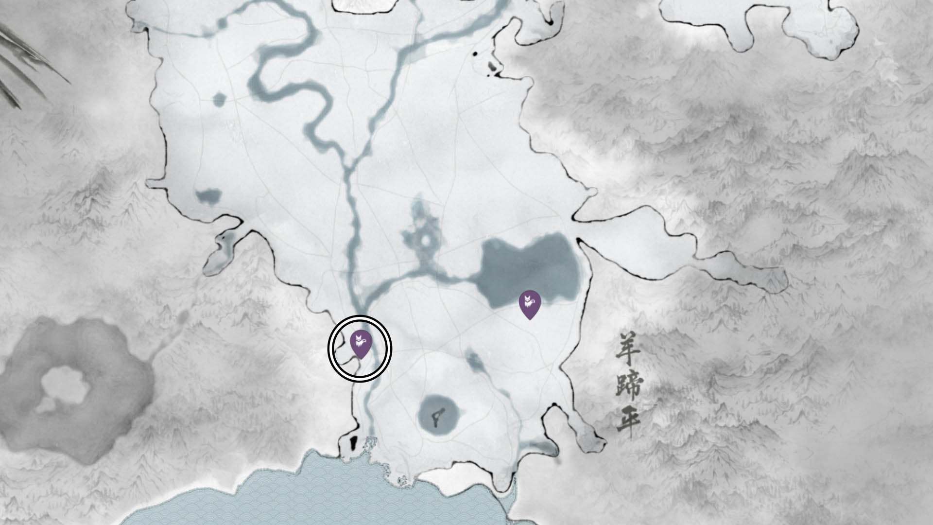 ghost of yotei flowing water fox den map location