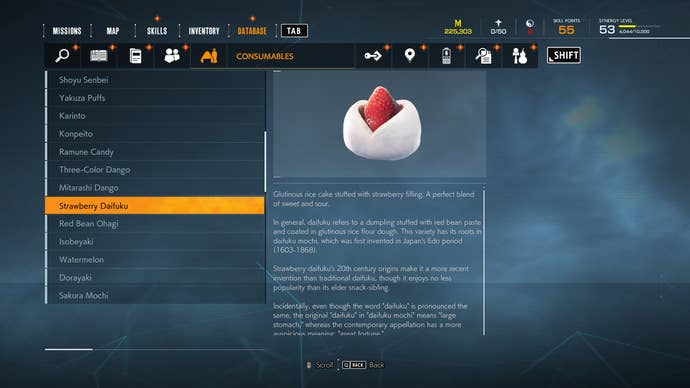 Reading about Strawberry Daifuku in Ghostwire: Tokyo’s codex.