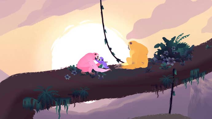 A colourful family of gibbons watch the sun rise in Gibbon: Beyond The Trees