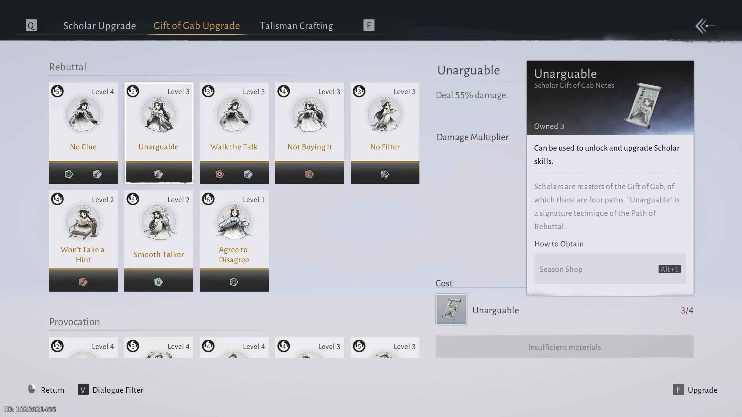 Several Gift of Gab upgrades within one of the many menus of Where Winds Meet. - 7