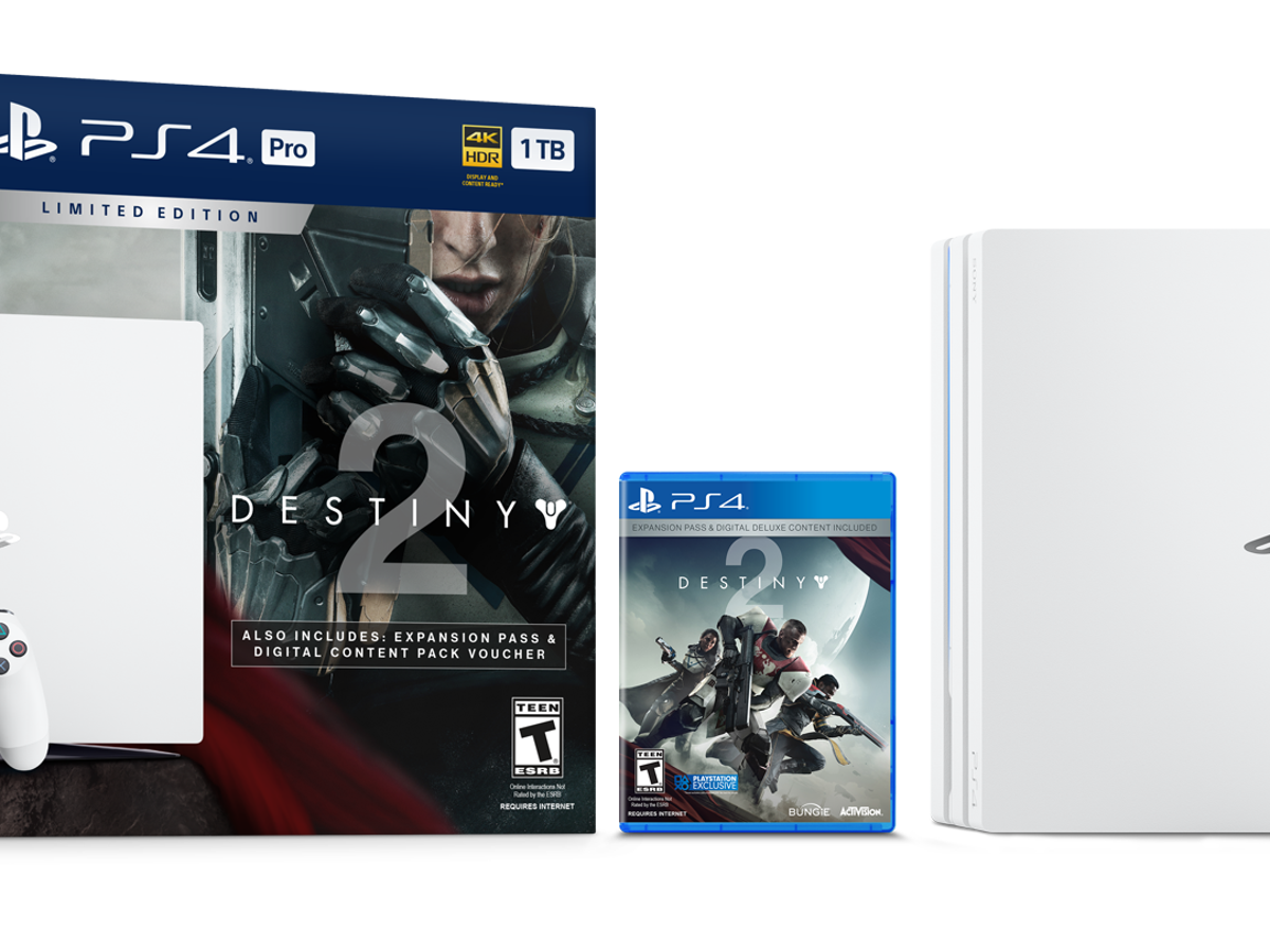 Playstation 4 pro 1tb glacier white destiny shop 2 bundle