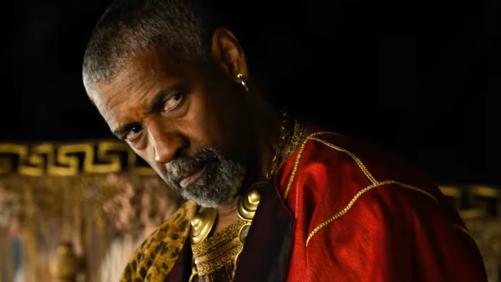Denzel Washington with a very serious expression on his face in Gladiator 2. - 1