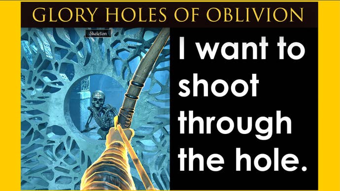 An representation depicting the usefulness of the Glory Holes Of Oblivion Mod, via skeleton murder.
