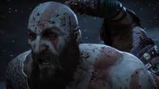 Kratos in God of War Ragnarok looking surprised/angry.