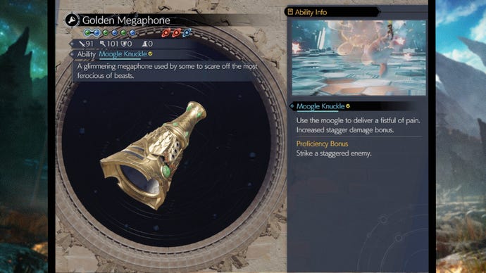 El megáfono dorado en Final Fantasy 7 Rebirth.