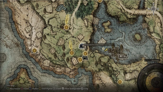 Elden Ring Golden Seed Fringefolk Hero's Grave map location