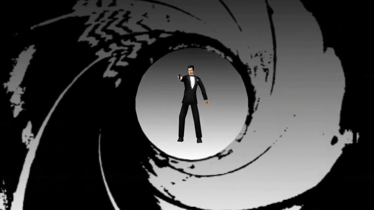 Brosnan turning to camera on the intro screen to GoldeneEye Xbox release - 3