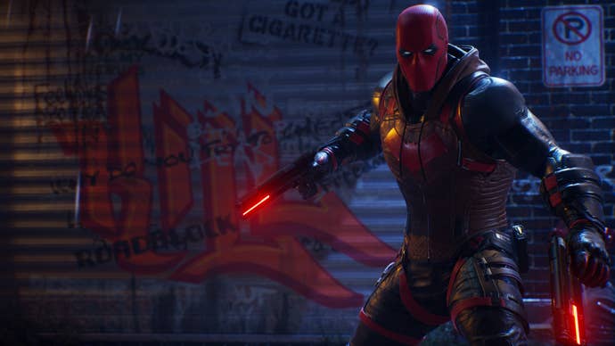 Jason Todd’s Red Hood in a promotional image for Gotham Knights.