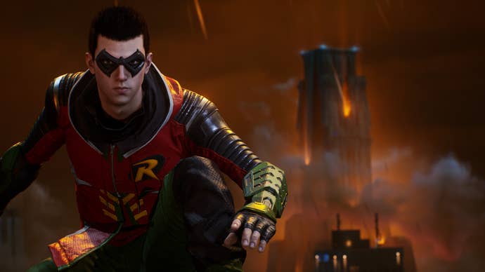 Tim Drake’s Robin in a promotional image for Gotham Knights.