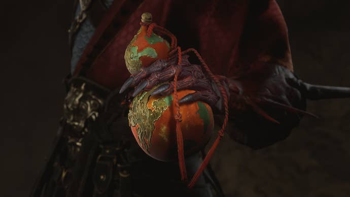 A player carrying the Stained Jade Gourd in Black Myth Wukong.