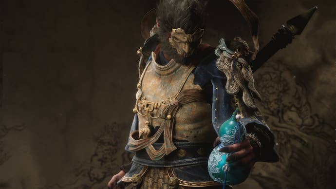A player carrying the Xiang River Goddess Gourd in Black Myth Wukong.