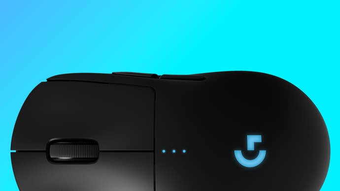 a logitech g pro wireless mouse, shown top-down