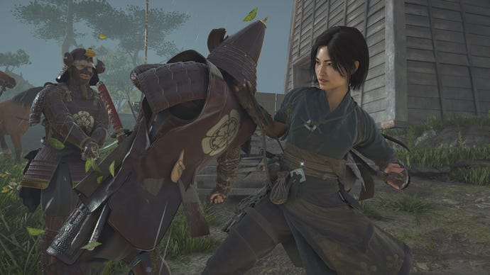 Naoe grabs an force from down successful Assassin's Creed Shadows.