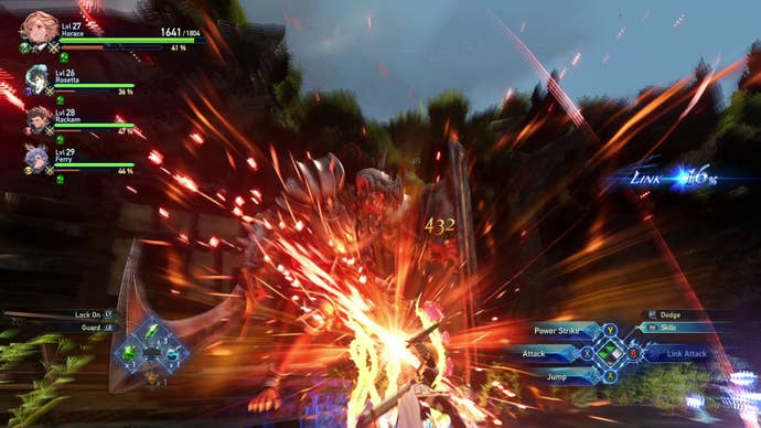 Defeating a large goblin leader enemy in Granblue Fantasy: Relink