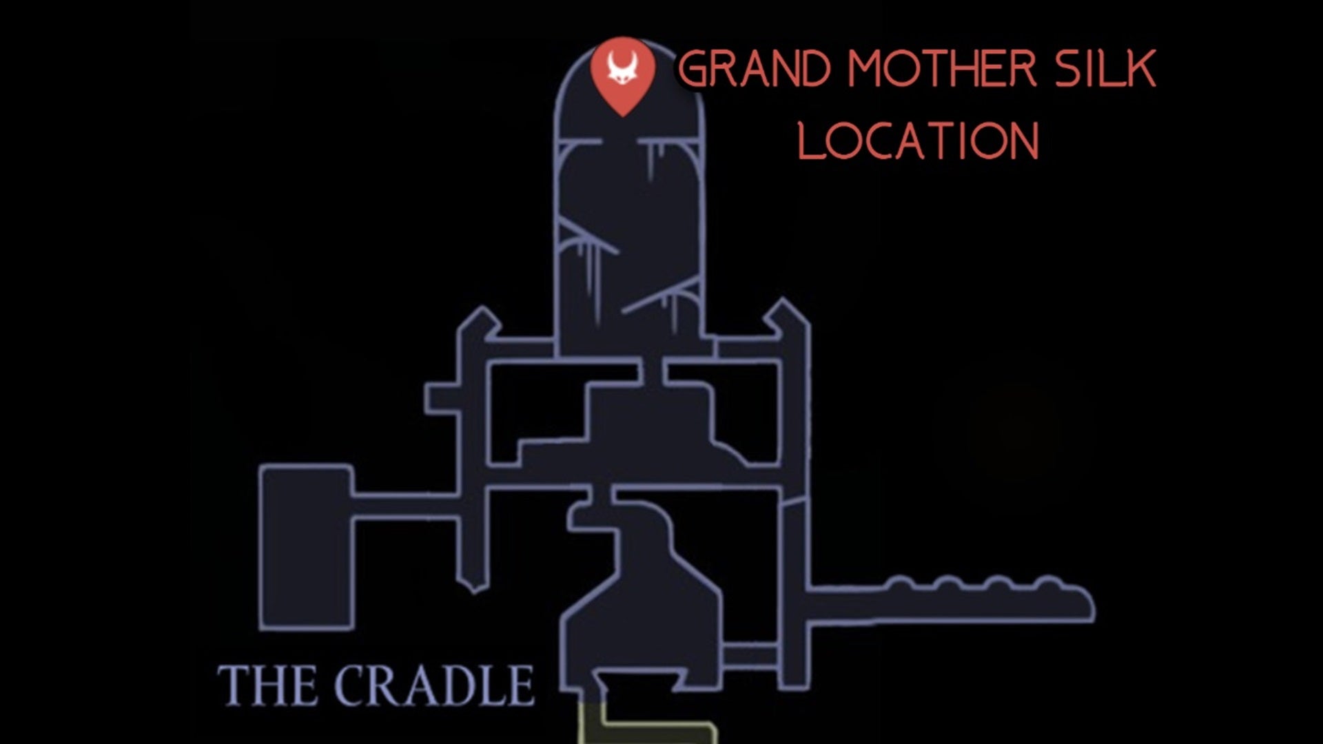 A map showing the location of Grand Mother Silk in Hollow Knight: Silksong. - 66