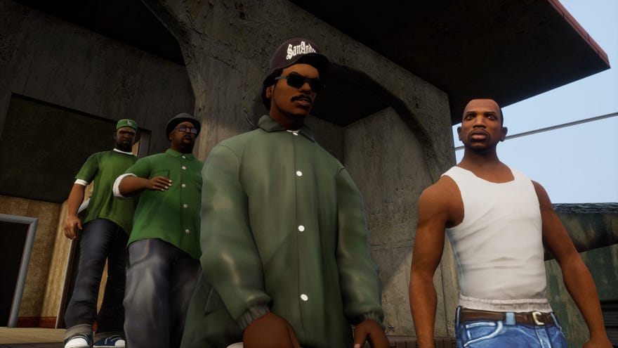 Screenshot of the remastered GTA: San Andreas from Grand Theft Auto: The Trilogy – The Definitive Edition.