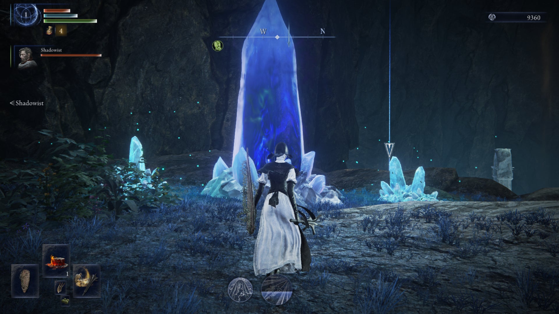 An Undertaker stands in front of a blue crystal in The Great Hollows Shifting Earth event in Elden Ring: Nightreign's DLC. - 4