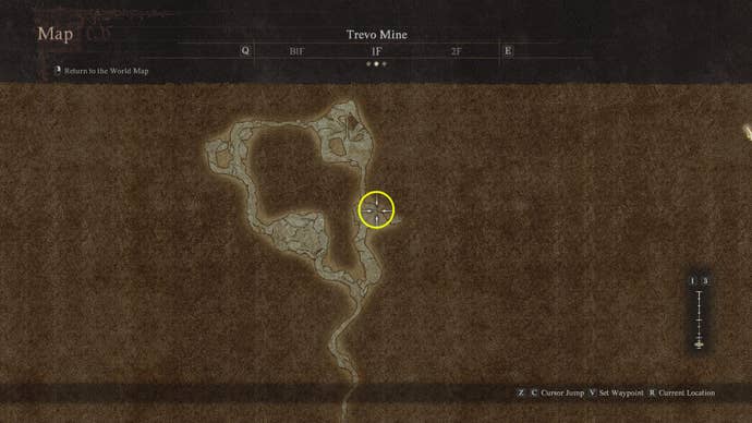 The location of the Warrior’s greatsword in Trevo Mine in Dragon’s Dogma 2.