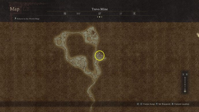 The location of the Warrior’s greatsword in Trevo Mine in Dragon’s Dogma 2.