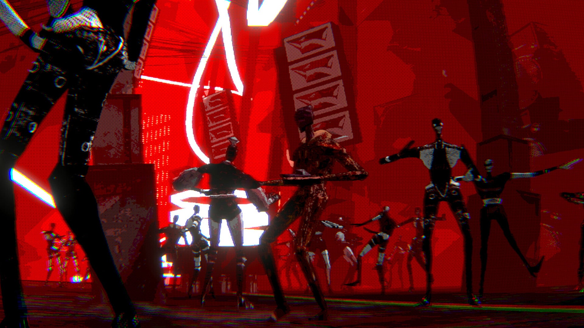 "God is dead, and Heaven has gone corporate" in Grindset T.V., an overstimulating speedrunning game by way of Cruelty Squad