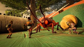 A group of shrunken teenagers battles a, to them, car-sized cockroach. Rather you than me. Rather you than me.