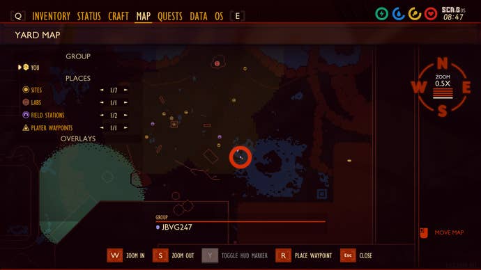 A map view of where to find clay in Grounded